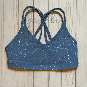Beyond Yoga Double Back Alloy Speckled Bra Blue Size Small